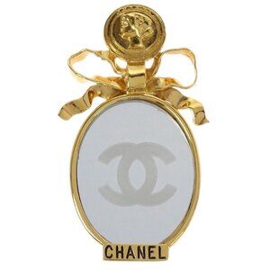 Chanel Bow Mirror Brooch Pin Gold 165835